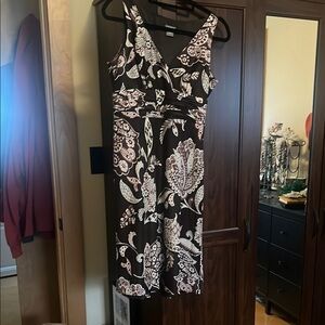 Elegant Brown and White Floral Dress